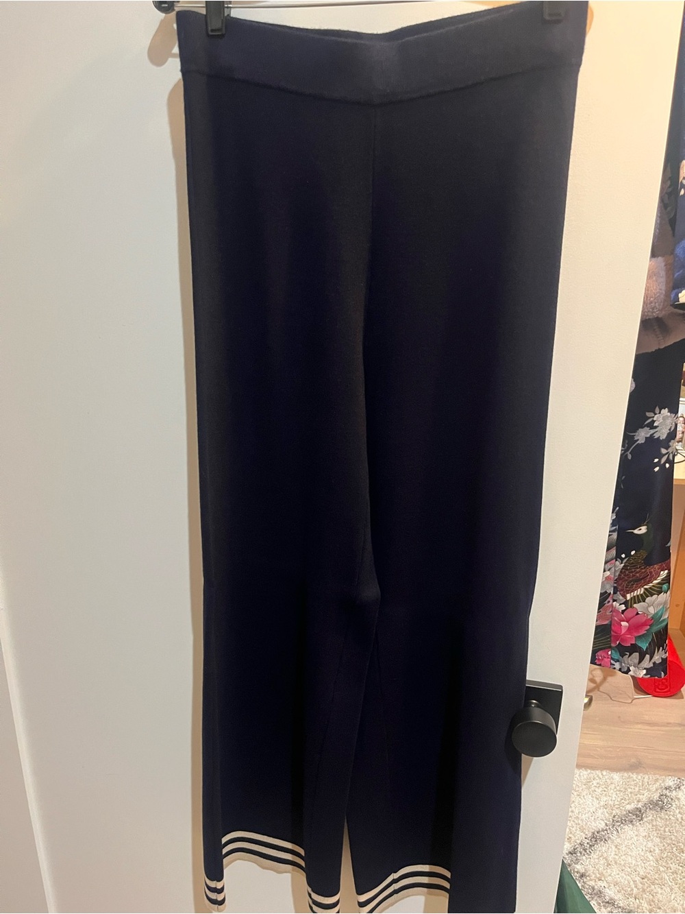 Caroline Constas Navy Wide-Leg Jumpsuit with Cream Stripes - Picture 4 of 5